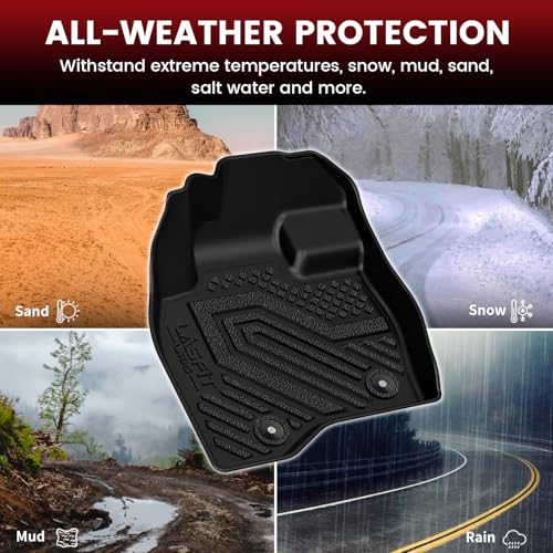 LASFIT Floor Mats for Ford Explorer 2015-2019 7 Seater All Weather TPE Car Liners Custom Fit for Front, Rear and 3rd Row, Black 4pcs - style: 3) Explorer 7-Seat| 15-19 | 3Rows