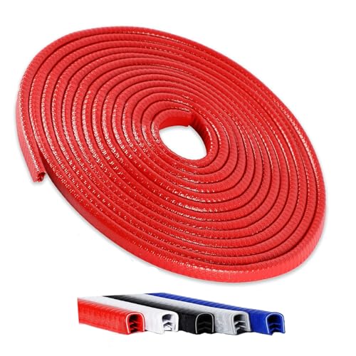 Winfort 33FT(10M) Universal Car Door Edge Protector Guards, No-Glue Required Rubber Seal U Shape Automotive Door Entry Guard, Suitable for Most Cars, SUVs and Trucks (Red) - color: Red, size: 33Ft