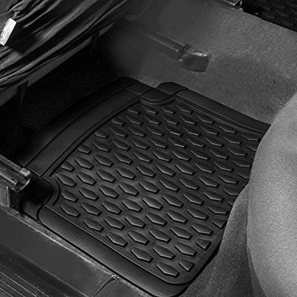 FH Group 4 Piece Liners Trimmable Climaproof™ Vinyl Car Floor Mats- Full Set with Premium Trimmable Vinyl Cargo Liner- Universal Fit for Cars Trucks and SUVs (Black) - color: Black