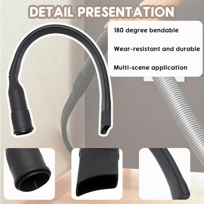 24" Flexible Vacuum Crevice Attachment Tool Crevice Brush Tool Kit Fit for Vacuum Hoses Accepting 1-1/4"(32mm) or 1-3/8"(35mm) Vacuum Accessories Vacuum Flat Slot Nozzle Interface