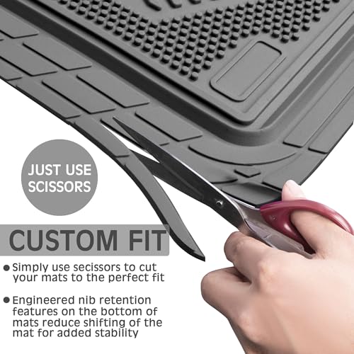 CAR PASS Heavy Duty Rubber Floor Mats Gray Car Mats Full Set with Trunk Cargo Liner - Universal Waterproof Floor Mats for Car SUV Truck, Durable All Weather Automotive Liner Mats (All Gray) - color: Gray Cargo Liner
