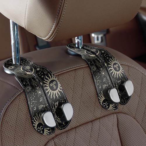 CoBak Purse Hook for Car - Universal Premium Stitched Leather and Aluminum-Magnesium Alloy Double Car Seat Back Storage Hook for Purses, Handbags, Bags (2 Pack),Star Mark - color: Star Mark, size: Double-Hooks