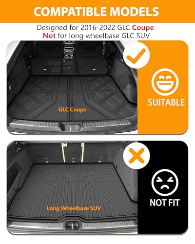 AOMSAZTO GLC Coupe Floor Mats 2016-2022, Cargo Mat Compatible with Mercedes Benz GLC Coupe Only, All Weather Custom Fit Rubber Floor Liners Trunk Mat Cargo Liner for 2016-2022 GLC300 Coupe, Black - style: 2) for Mercedes Benz GLC (Only Coupe) | 2016-2022