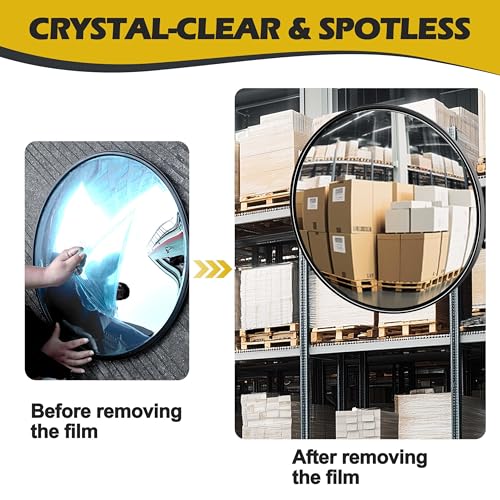 24 Inch Convex Security Mirror, Wall Mounted Wide Angle Safety Mirror for Blind Spot, Adjustable Shatterproof Driveway & Garage Mirror (Black) - size: 24" Wall mounted