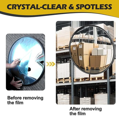 24 Inch Convex Security Mirror, Wall Mounted Wide Angle Safety Mirror for Blind Spot, Adjustable Shatterproof Driveway & Garage Mirror (Black) - size: 24" Wall mounted