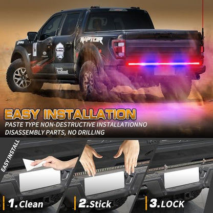 XRIDONSEN 60 inch Truck Tailgate Police Lights Strip 360 LED Rear Window Lights Red Blue Emergency Strobe Lights Flashing Warning Hazard Safety w/Waterproof Flexible for Vehicles Trucks - color: Red/Blue
