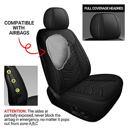 AOOG Leather Car Seat Covers Universal fit Most Sedans SUV Trucks (Full Set, Black) - color: BLACK, size: FULL SET