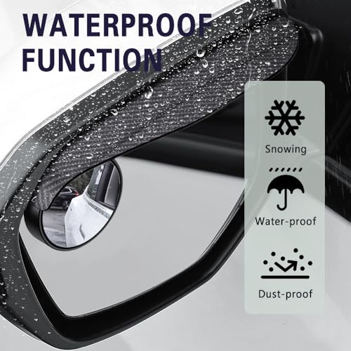2PCS Blind Spot Mirrors, 2-in-1 Carbon Fiber Rain Eyebrow Reflective Protection Shield, Car Exterior Accessories Side Rain Guards with Convex Rear View Mirror Universal for Most Cars