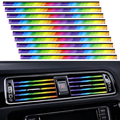 20 Pieces Universal Car Air Conditioner Vent Trim Decoration Strip Accessories, Waterproof Flexible Shiny Auto Car Interior Accessories for All Air Vent Outlet - color: B-Colorful - 20 Pieces