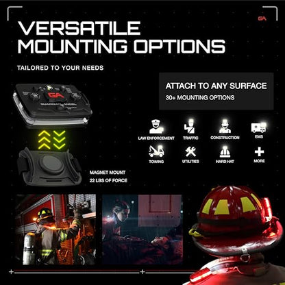 Guardian Angel Elite Series Safety Light (Red Front & Green Rear) - Rechargeable, Magnetic, Hands-Free Wearable/Mountable LED Light for Fire, Roadside, Security, Wireless Boat Navigation - color: Red/Green, size: 1-Pack