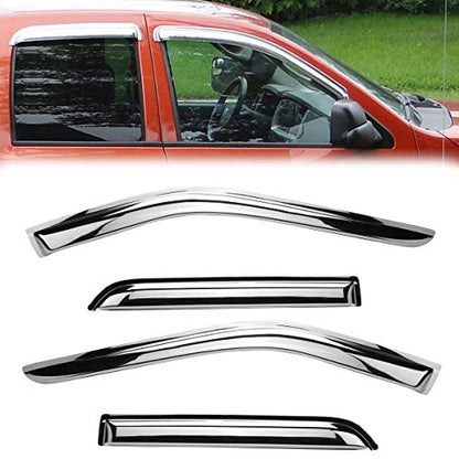 94167Y Chrome Side Window Visor Wind Vent Deflector for 2010-2017 GMC Terrain,4pcs Outside Mount Style Chrome Nice Shade Sun Rain Guards Set - size: 10-17 GMC Terrain (Chrome)