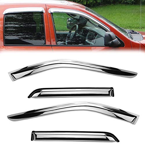 94975Y Chrome Side Window Visor Wind Vent Deflector,4pcs Outside Mount Style Sun Rain Guards for 2015-2022 Ford F150/F250/F350 Super Duty Crew(Supercrew) cab - size: 4pcs 15-20 Crew Cab(chrome)