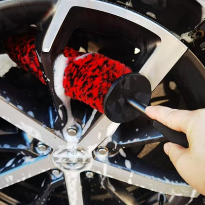 4PCS Wheel Brush Kit for Cleaning Wheel and Tire, Wheel and Rim Brush, Car Detailing Brushes, 360 Degree Bendable & Durable Car Wheel Rim Cleaner Brush Set (Red) - color: Red