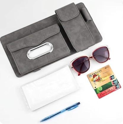 Multifunctional Car Visor Organizer (Suede leather - Gray) - color: Suede leather - Gray
