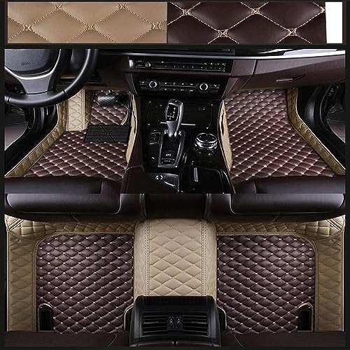 Custom Luxury Leather Car Floor Mats Upgrade Your Car's Interior All-Weather Protection for Cars, SUVs, Trucks Compatible with Automotive Mats (Beige+Brown) - color: Beige+Brown