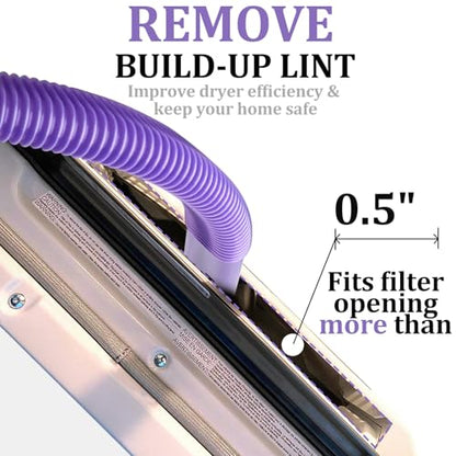 Fullclean Dryer Vent Lint Vacuum Attachments Hose for Dyson Gen5 V15 V15s V12 V11 V10 V9 V8 V7 Detect Absolute Cyclone Outsize Slim Nozzle Crevice Flexible Lint Removal Tool Dryer Vent Cleaner Kit - style: Dryer Hose Purple