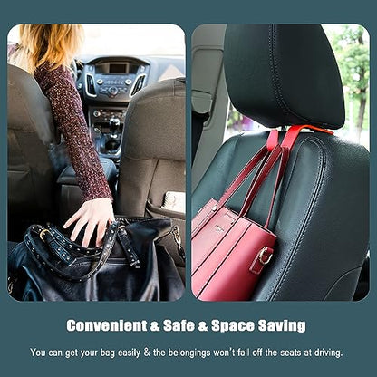 Car Seat Headrest Hooks Vehicle Storage Organizer for Purses Handbags Groceries Coats – Holds 55 lbs 360° Rotating Checkered Pattern Design 4 Pack (Red Checkered) - color: Red Checkered