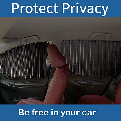 Ovege Car Window Shade - Side Window Sun Shade Curtain, Pleated Silky UV Protection Privacy, Baby Suction Magnetic (Black-Opaque, Back Seat 2pcs) - color: Black-Opaque, size: Back Seat 2pcs