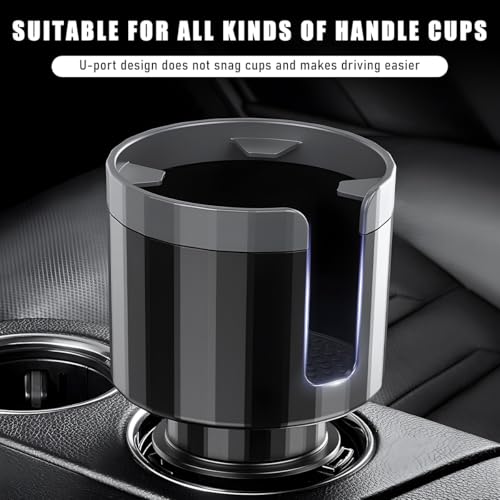 Yourkar Car Cup Holder Extender, Automotive Insert Cup Holder with Adjustable Base, Expandable Auto Adapter Accommodates Cups with Ears and Large Water Bottles, Car Accessories