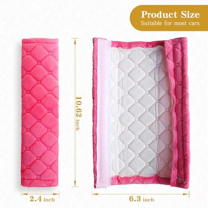 Yumikoo Plush Seat Belt Pads - Set of 2 Cozy & Soft Car Seat Belt Cushions for Comfortable Travel - Perfect for Road Trips and Airplane Rides (Pink) - color: pink