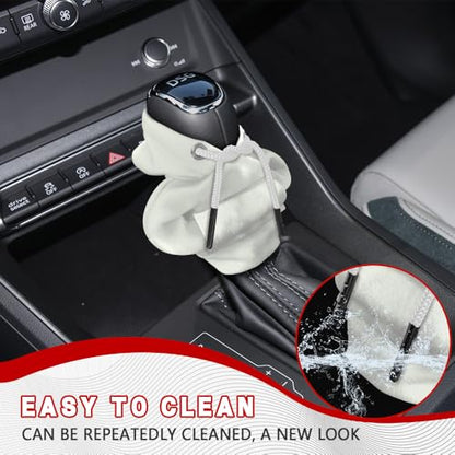 Gear Shift Hoodie, Shifter Hoodie, Funny Car Gear Shift Protector Cover, Automotive Interior Cute Gadgets Fashionable Mini Sweater Shifter Stick Knob Cover Universal for Most Vehicles (White) - color: White