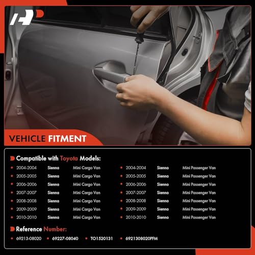 A-Premium Sliding Door Handles Exterior Compatible with Toyota Sienna 2004-2010, Smooth Black, 2-PC Set, Rear Driver and Passenger Side - style: Rear Left and Right