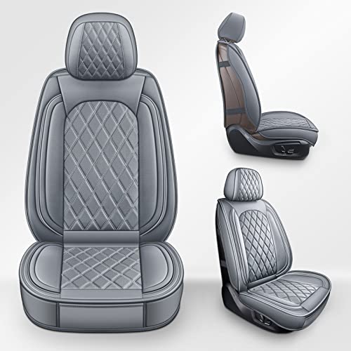 MIROZO Car Seat Covers Full Set - Leather Seat Covers Grey Breathable Vehicle Cushion Cover Fit for Most Sedan, Truck and SUV (Gray) - color: Gray, size: 5PCS Full Set