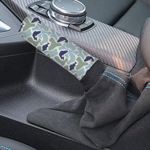 Handbrake and Gear Shift Knob Cover 2 Piece Automobile Hand Brake Cover Car Interior Accessories - color: Fish Camo Blue