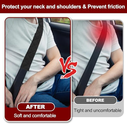 HARFINGTON 2pcs Shoulder Strap Cushions 29.5 Inch Car Seat Belt Pads Cover Auto Seatbelt Strap Shoulder Pad Automotive Seat Belt Cushion Pad for Auto SUV Truck, Black - color: Black, size: 29.5 Inch