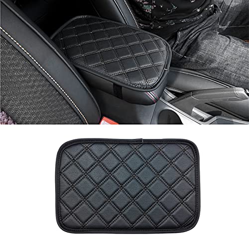 8sanlione Car Leather Center Console Cushion Pad, 11.4"x7.4" Waterproof Armrest Seat Box Cover Fit for Cars, Vehicles, SUVs, Comfort, Car Interior Protection Accessories (Black-2) - color: Black-2