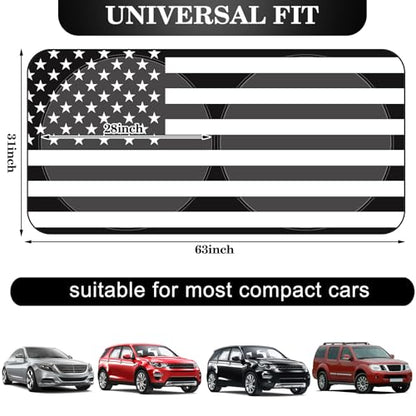 Woanger Windshield Sun Shade Foldable Car Front Window Covers for Car Accessories Sun Heat UV Rays Visor Protector Protection for Universal Cars SUV Truck (Flag) - style: Flag