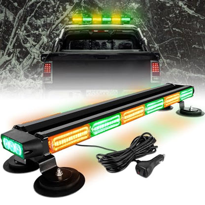 ASPL 26inch 126 LED Rooftop Emergency Strobe Lights Bar Double Side Flashing Safety Warning Traffic Advisor Light Bar Hazard Snow Plow Light for Trucks Vehicles Construction Tow Pickup(Amber/Green) - color: Amber/Green