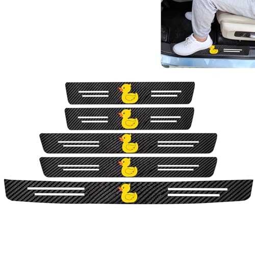 Duck 5PCS Car Door Sill Protector,Carbon Fiber Leather Door Sill Sticker,Decor Doors Sill Scuff Plate Sticker for All Car Models,Ducks Gifts for Men Women,Duck Car Accessories Decor - color: Duck