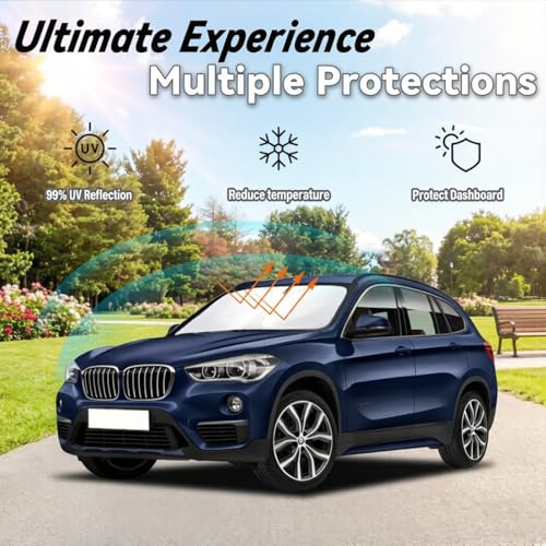 Windshield Sun Shade for BMW X1 F48 2016-2022, Car Front Window Sunshade with 240T Sun Visor Protector Blocks UV Rays Heat Sun Shield Accessories - size: For X1 F48 2016-2022
