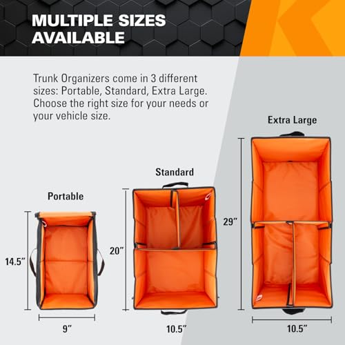 KEEPER Standard Trunk Organizer, 48L, Multi-Compartment Collapsible Car Organizers and Storage, Non-Slip Bottom, Suitable for SUV, Minivan, and Cars - size: Standard (48L)