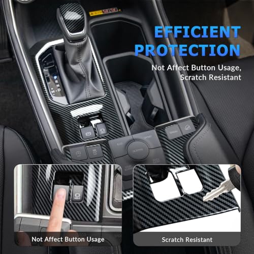 INTGET Center Console Interior Trim Cover for 2026 Toyota Grand Highlander Accessories 2024 2025 ABS Carbon Fiber Gear Shift Panel Cover with Knob Cover Armrest Box Switch Protective Stickers (4PCS) - color: 4 PCS Center Console Panel Cover
