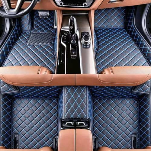 Custom Personalized Floor Mats for Cars, Luxury Full Coverage All Weather Car Mats, Anti-Slip Car Mat Set, Customize Floor Mat for 99% of Sedan, Trucks SUV (Black Blue) - color: Black blue