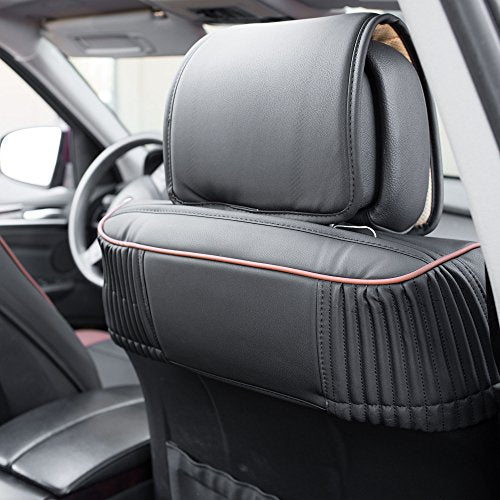 FH Group Ultra Comfort Highest Grade Faux Leather Full Set Cushion Pads Car Seat Covers for Front and Rear– Universal Fit for Cars Trucks & SUVs (Brown/Black) - color: Brown, style: Full Set
