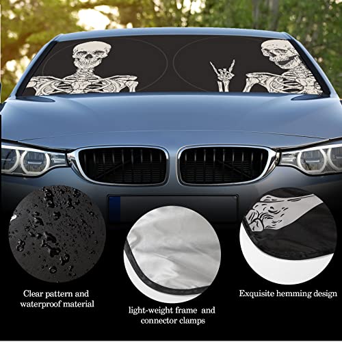 Windshield Sun Shade Foldable Car Front Window Covers for Car Accessories Sun Heat UV Rays Visor Protector Protection for Universal Cars SUV Truck(Skeleton) - style: Skeleton