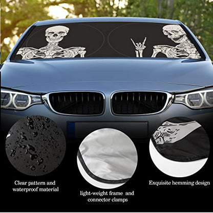 Windshield Sun Shade Foldable Car Front Window Covers for Car Accessories Sun Heat UV Rays Visor Protector Protection for Universal Cars SUV Truck(Skeleton) - style: Skeleton