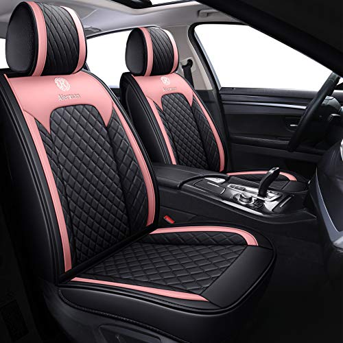 Aierxuan Car Seat Covers for Girls Women Waterproof Girly Seat Cushion Universal for CRV Acura Hyundai Altima Corolla Jeep Wrangler Focus Edge Escape Raider (Full Set, Black-Pink) - color: Full Set/Black-Pink