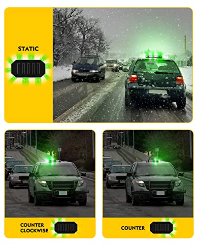 LUMENIX 42 LED Roof Top Strobe Beacon Light Bar Hazard Warning Emergency Flashing Plow Lights with Controller for Construction Vehicles Tow Trucks Snowplow Postal Cars White Green (Patent Design) - color: White Green