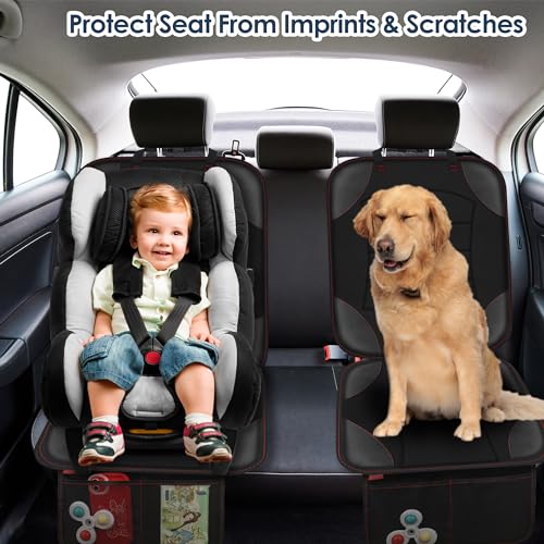 Sinvitron Car Seat Protector for Child Car Seat - Waterproof Non-Slip Leather Mat with 2 Mesh Pockets, Universal Seat Cover for Baby, Pets & Vehicles(2-Pack,Black) - color: 2 Pack Black