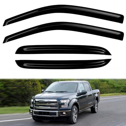 4PC Rain Guards for 2014-2018 Chevy Silverado/GMC Sierra 1500 CrewCabWindow Visors for 15-2019 Chevy Silverado/GMC Sierra 2500 3500 Deflectors Sun Shades Vent Tape On Out Channel - size: 14-18 Chevy Silverado GMC Sierra Crew Cab