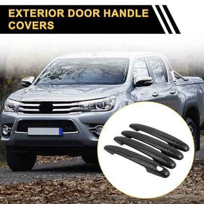 4pcs Exterior Door Handle Cover Car Door Handle Protector for Toyota 4Runner 2003-2010 Car Door Handle Protector without Keypad ABS Carbon Fiber Pattern Black