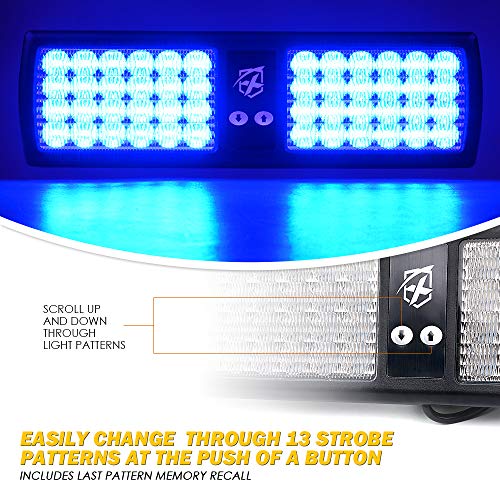 Xprite Blue LED Visor Strobe Flashing Lights Sunshield Hazard Warning Light for Law Enforcement Emergency Vehicles Trucks Cars - color: Blue