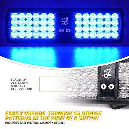 Xprite Blue LED Visor Strobe Flashing Lights Sunshield Hazard Warning Light for Law Enforcement Emergency Vehicles Trucks Cars - color: Blue