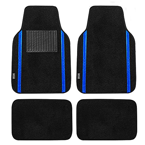 FH Group Universal Fit Car Floor Mats – All-Purpose Carpet Floor Mats & Protectors for Cars, SUVs & Trucks, Durable Automotive Carpet Mats, Blue & Black - color: Blue, style: Floor Mats