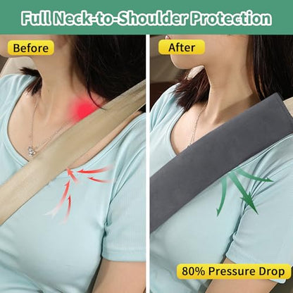 2PCS Car Seat Belt Cover Pad 15 Inch Long, Slim Car Seat Shoulder Strap Pads, Soft Velvet Fluffy Seatbelt Cushion Protect Neck &Shoulder, Thin Car Seatbelt Covers Pad Universal Fit Most Vehicles(Gray) - color: Gray-2PC