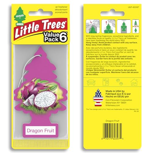 LITTLE TREES Car Air Freshener | Hanging Tree Provides Long Lasting Scent for Auto and Home | 24 Air Fresheners |Dragon Fruit - color: Dragon Fruit